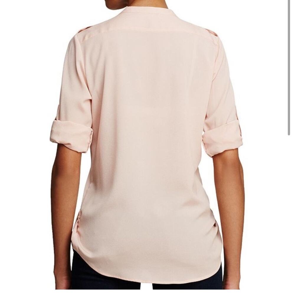 Calvin Klein Zip Pocket Utility Blouse Top Blush Pink Work Business Size Large - Picture 5 of 10